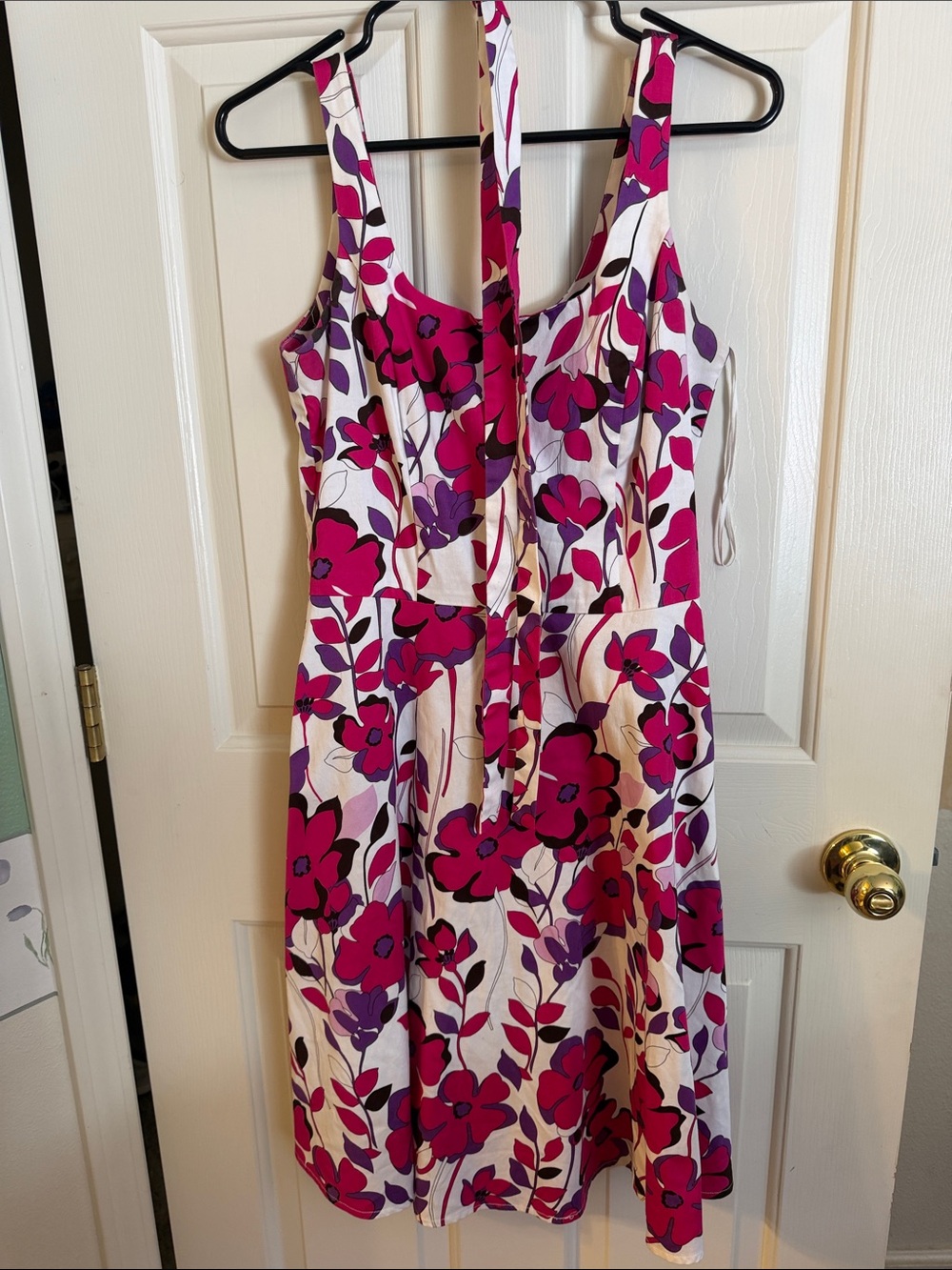 Sleeveless Floral Midi Dress in Fuchsia and Purple
